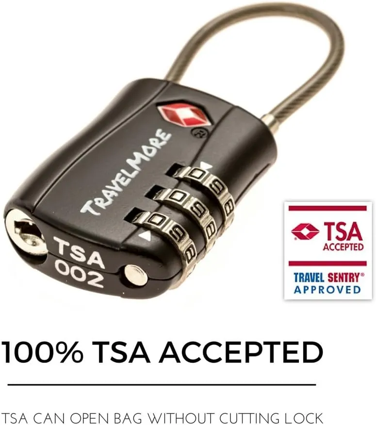 10 Pack TSA Approved Travel Combination Cable Luggage Locks for Suitcases - Orange (10 Pack, Black)
