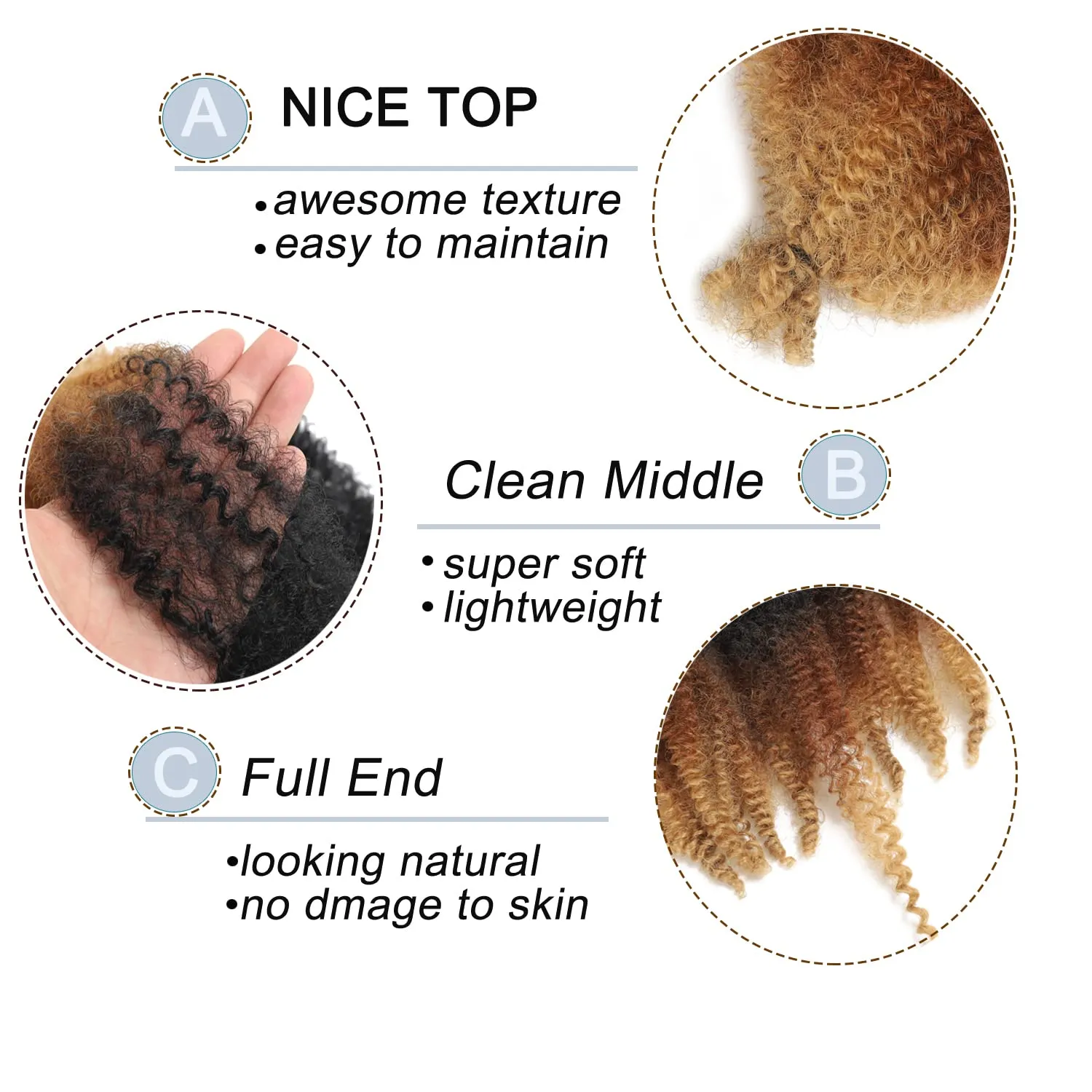 12 Inch Springy Afro Twist Hair 8 Packs Marley Twist Braiding Hair Pre-fluffed Spring Twist Hair Kinky Hair Afro Twist Hair Marley Hair for Faux Locs (12 Inch (Pack of 8), T1B/30/27)