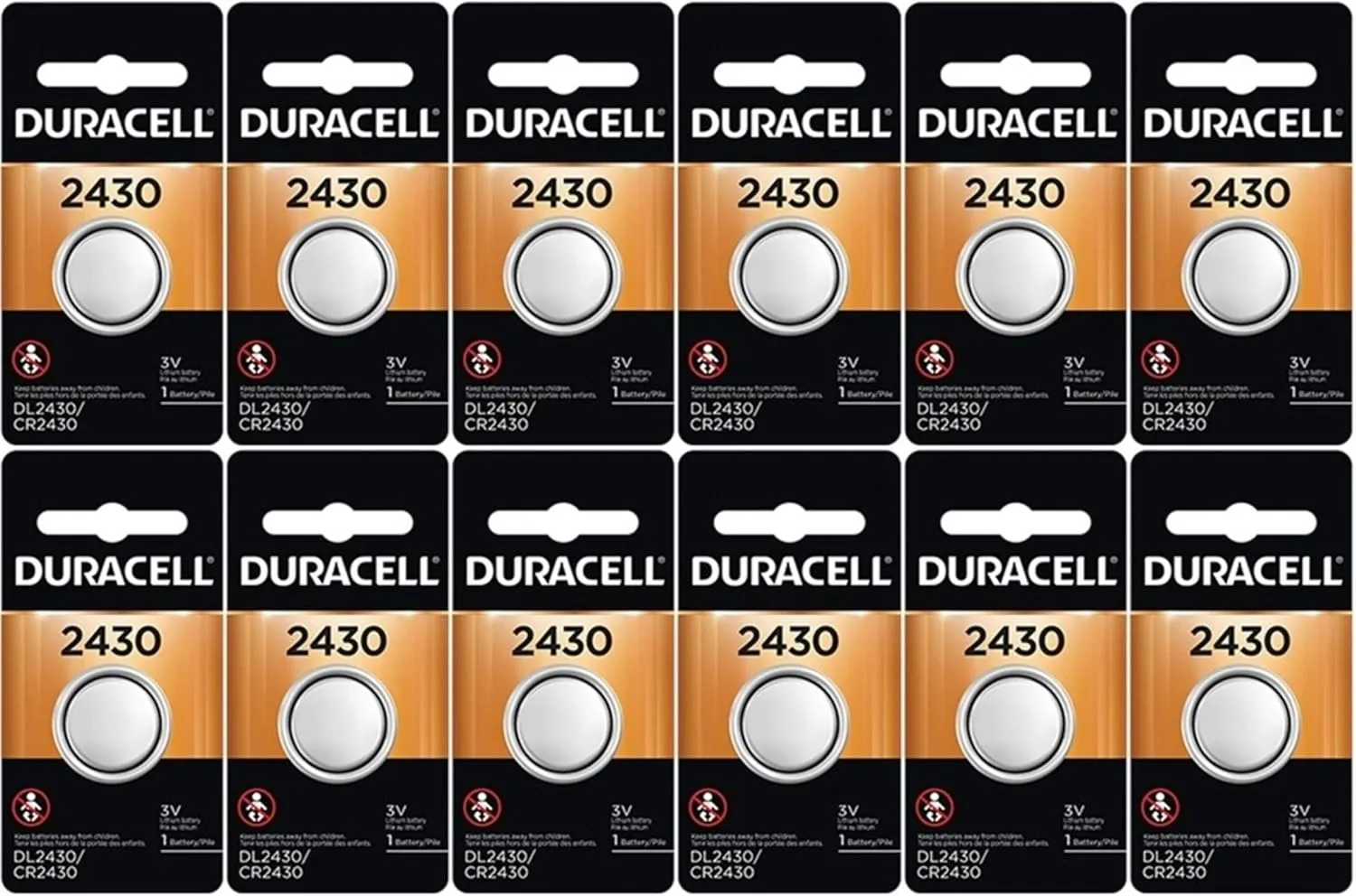 12-Pack Duracell 2430 Batteries 3.0 Volt Lithium Coin Button
