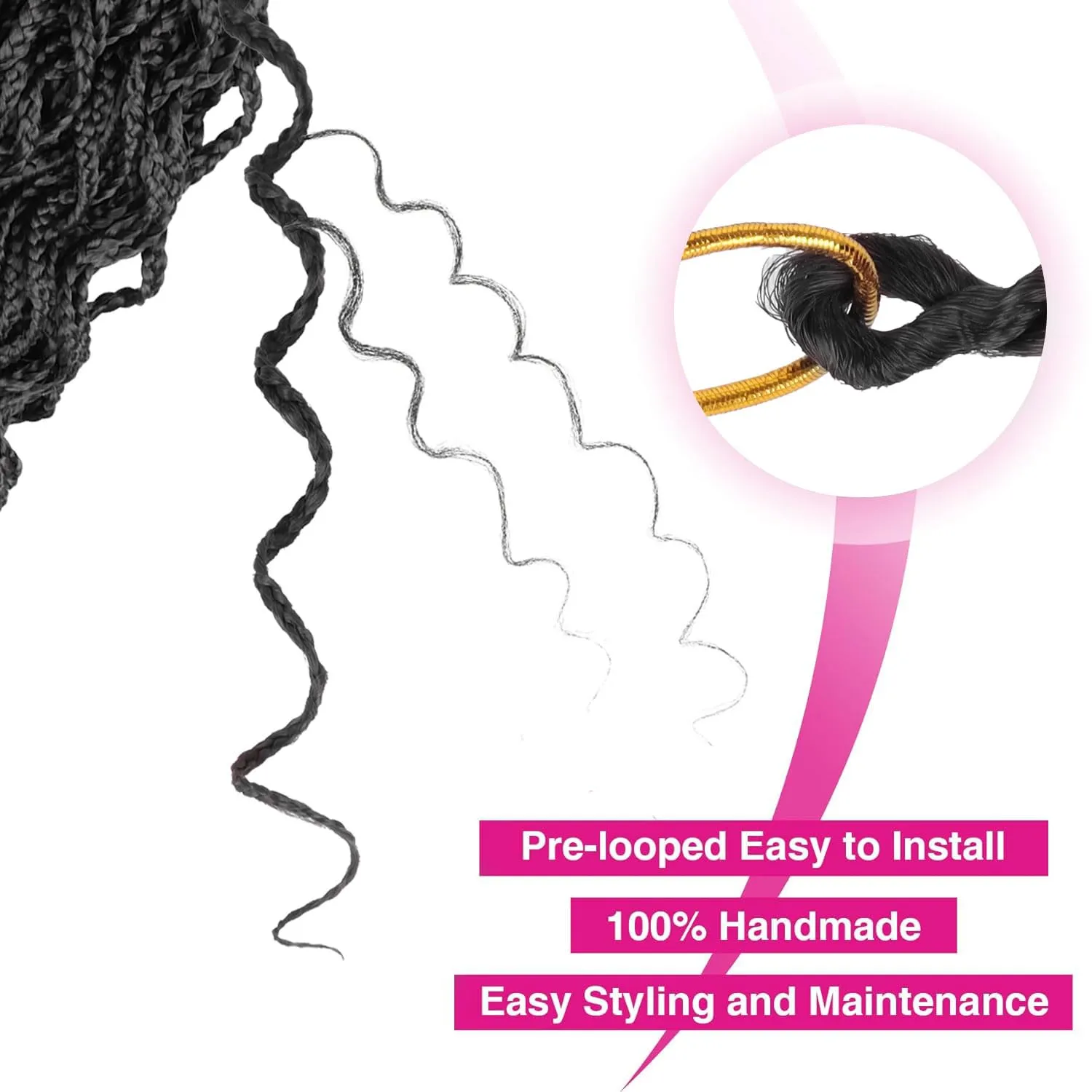 14 Inch Brown Short Curly Crochet Hair for Black Women - Locs Box Braids Hair Extensions