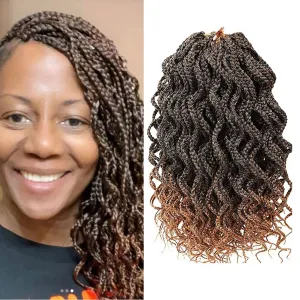 14 Inch Brown Short Curly Crochet Hair for Black Women - Locs Box Braids Hair Extensions