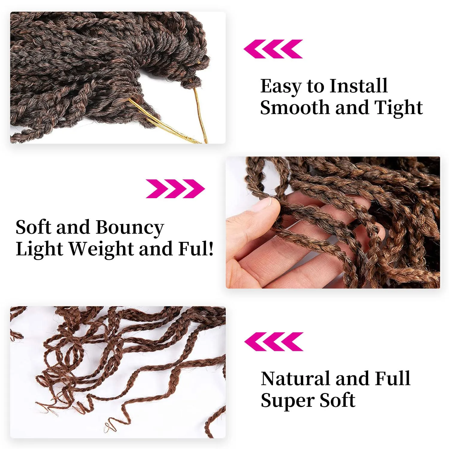 14 Inch Brown Short Curly Crochet Hair for Black Women - Locs Box Braids Hair Extensions