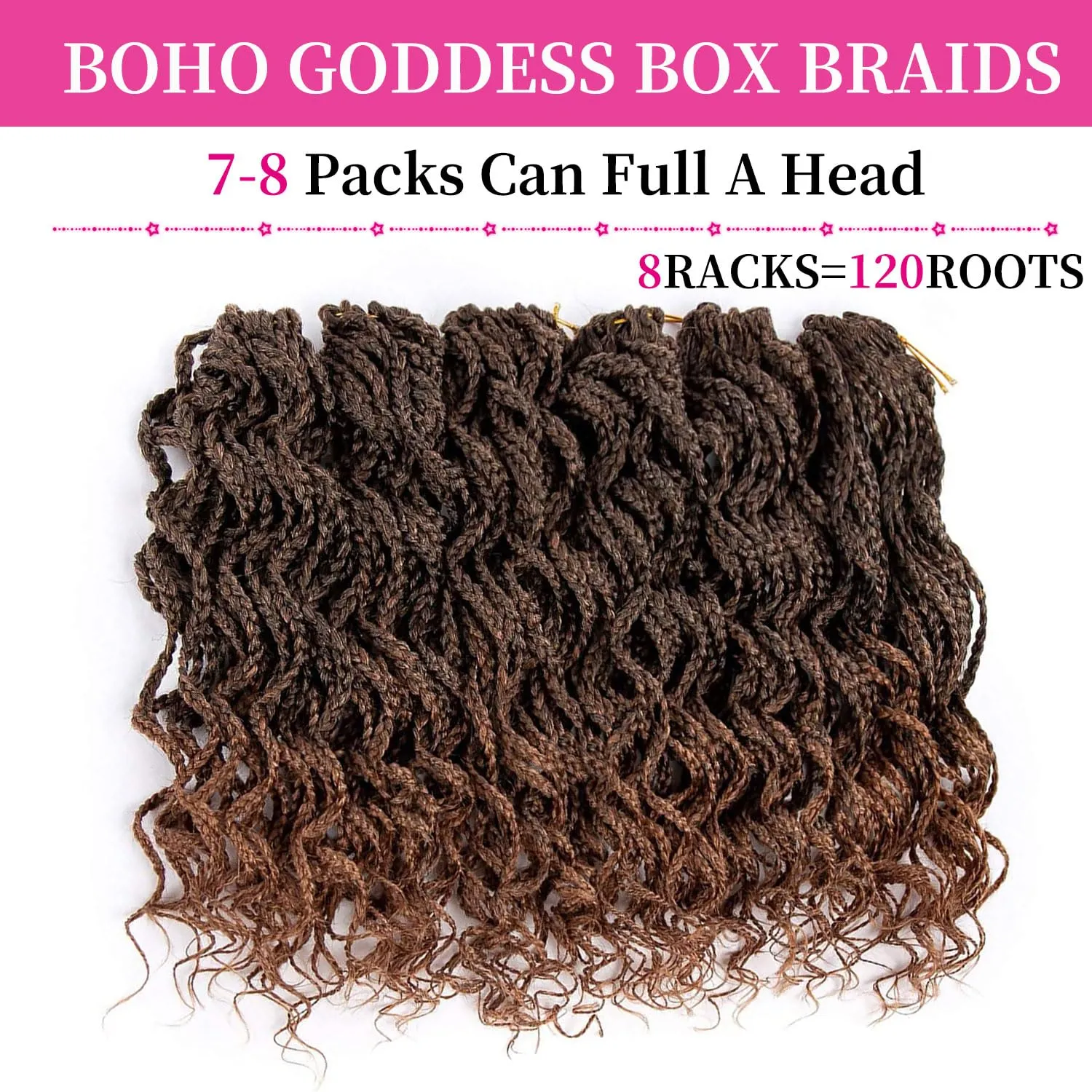 14 Inch Brown Short Curly Crochet Hair for Black Women - Locs Box Braids Hair Extensions