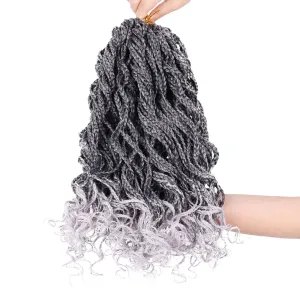 14 Inch Gray Short Curly Crochet Hair for Black Women - Gray Mix Black Locs - Box Braids - Curly Crochet Hair Extensions