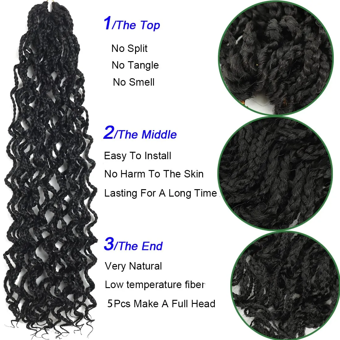 150 Strands Goddess Box Braids Crochet Hair Pre Looped 8Inch Curly Box Braids Crochet Braids Pre Braided Crochet Hair Pre Looped Box Braid Crochet Braids 5 Packs Wavy Crochet Braiding Hair for Women