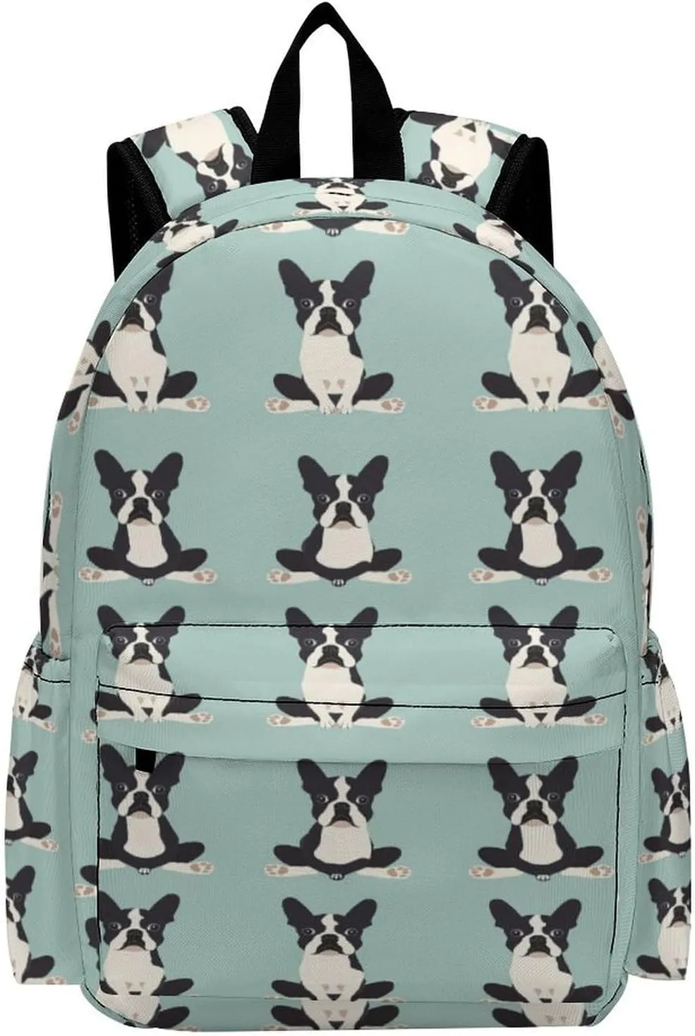 16 Inch Backpack Yoga Boston Terrier Black Dogs Laptop Backpack School Bookbag Shoulder Bag Casual Daypack