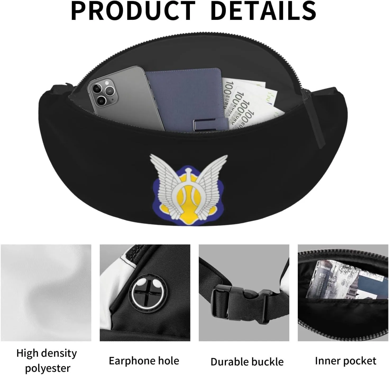 17th Cavalry Regiment Unisex Leisure Waist Bag Outdoor Sports Running Waist Bag Business Travel Mobile Phone Bag