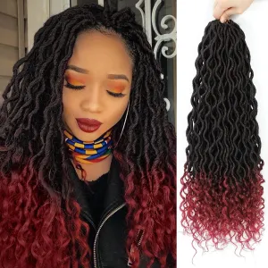 18 Inch Faux Locs Crochet Hair Pre Looped 6 Packs Goddess Locs Crochet Hair For Black Women Ombre Soft Locs With Curly Ends Prelooped Goddess Braids Crochet Hair Extensions(1B/BUG, 18 Inch, 6 Packs)