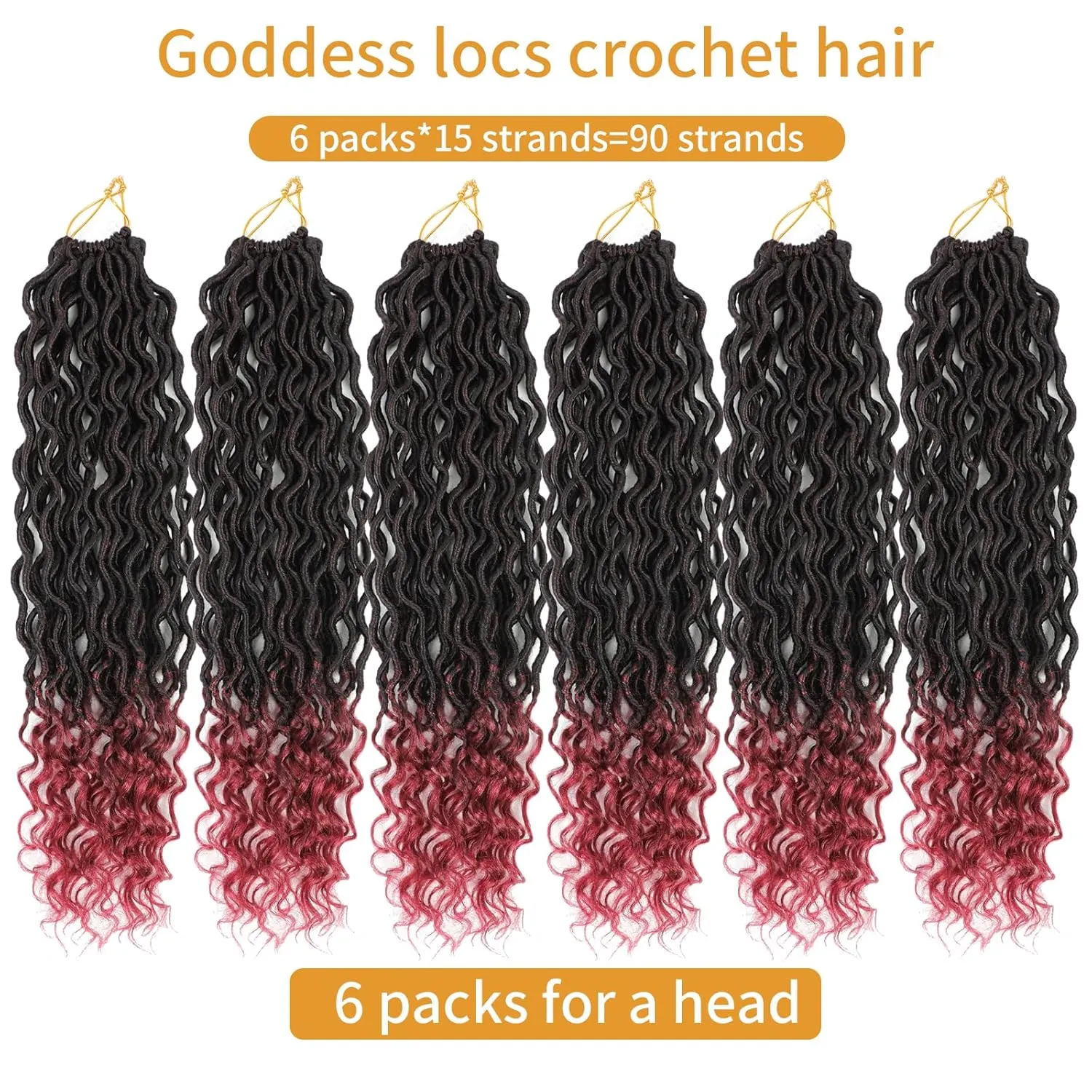 18 Inch Faux Locs Crochet Hair Pre Looped 6 Packs Goddess Locs Crochet Hair For Black Women Ombre Soft Locs With Curly Ends Prelooped Goddess Braids Crochet Hair Extensions(1B/BUG, 18 Inch, 6 Packs)