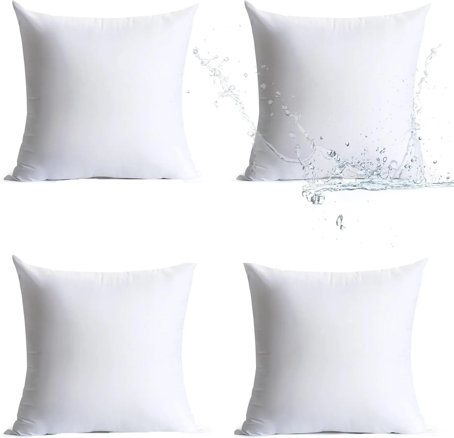 18 x 18 Pillow Inserts Outdoor, Pack of 4 Water Resistant Hypoallergenic Square Decorative Throw Pillow Cushion Stuffer Forms Couch Sham - 18 x 18 inches