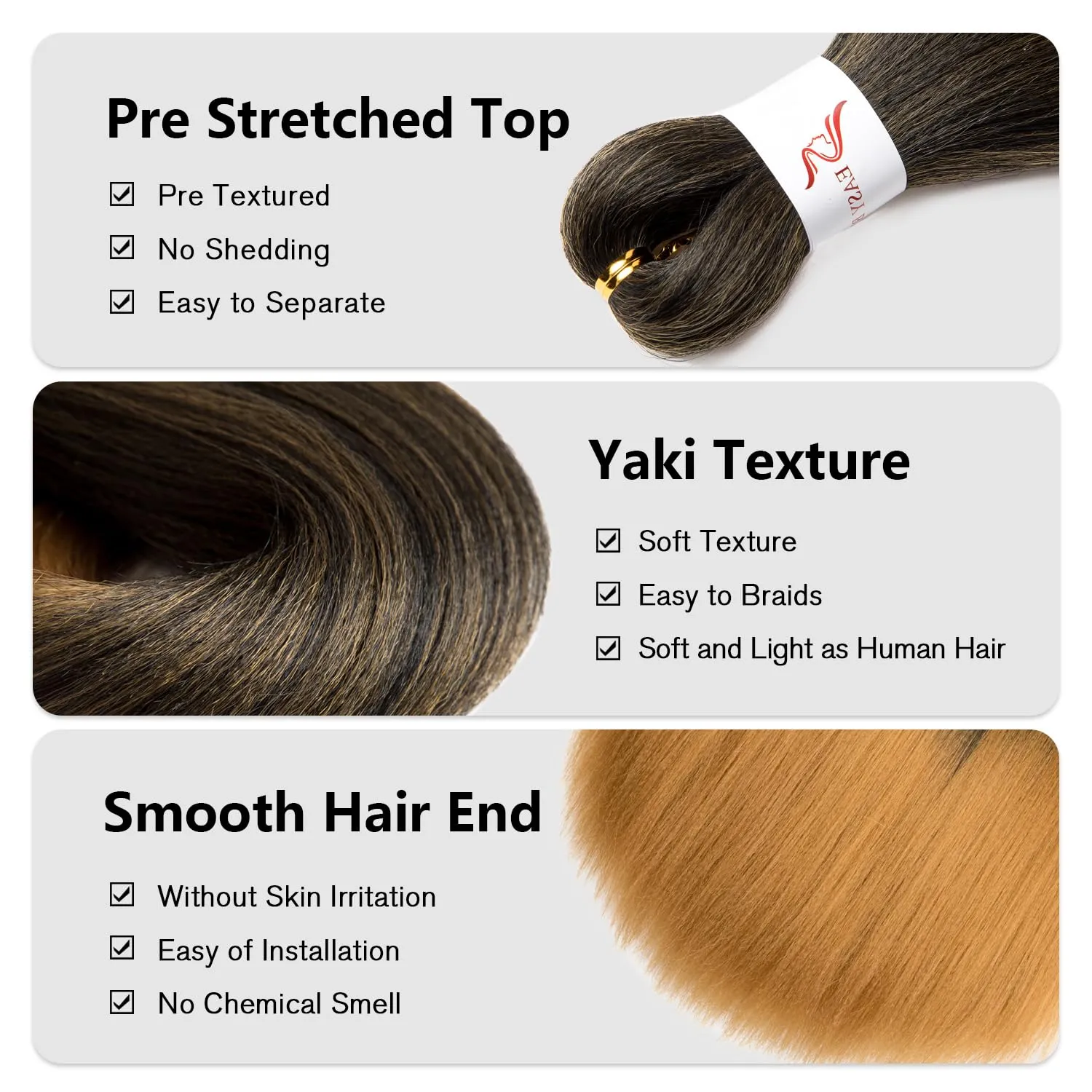 1B/27 Pre Stretched Braiding Hair 20 Inch 8 Packs Long Omber Black to Golden Blonde Braiding Hair Pre Stretched Professional Prestretched Hair Extensions Synthetic Crochet Twist Braids