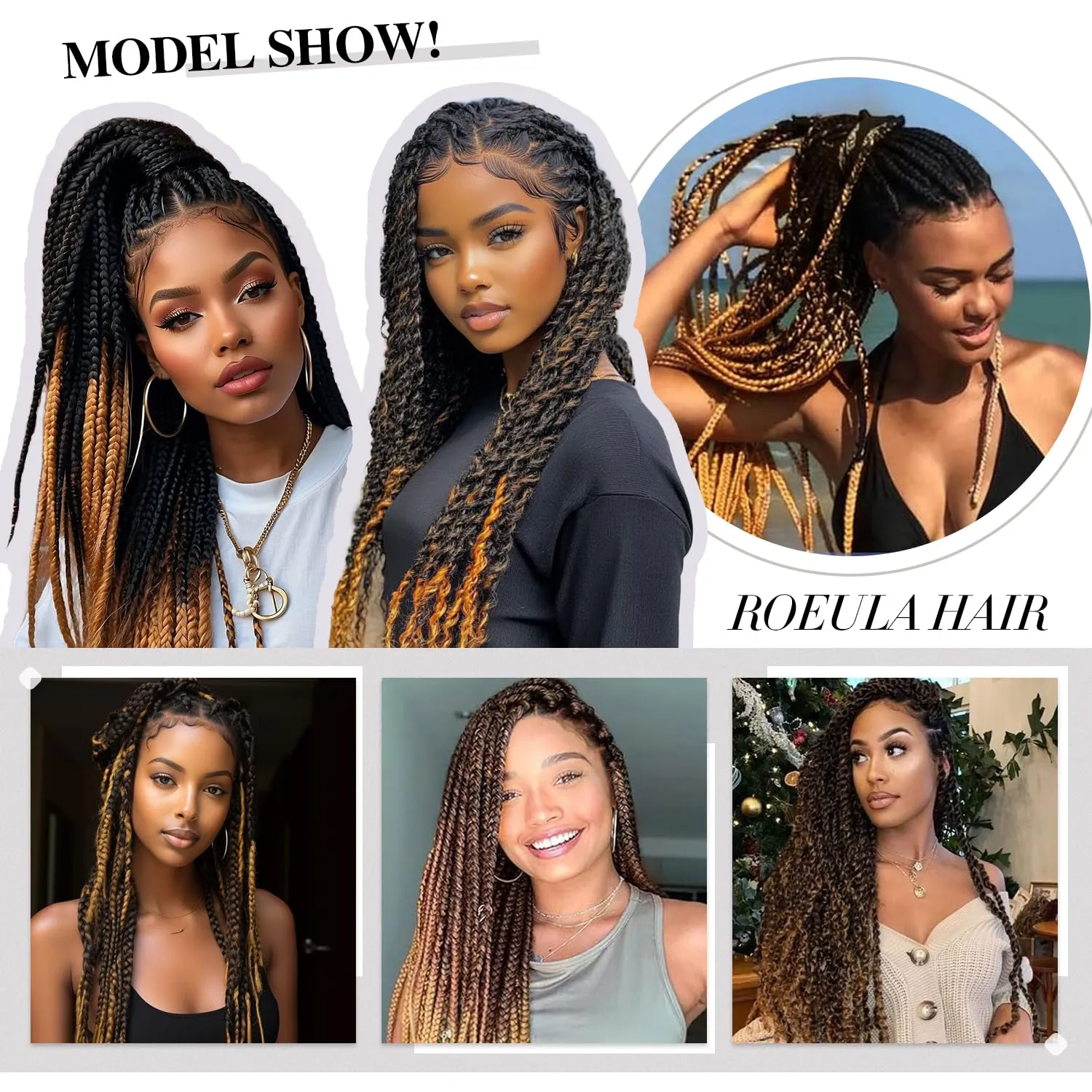 1B/30 Pre Stretched Braiding Hair 20 Inch 8 Packs Long Ombre Black to Dark Brown Braiding Hair Pre Stretched Professional Prestretched Hair Extensions Synthetic Crochet Twist Braids