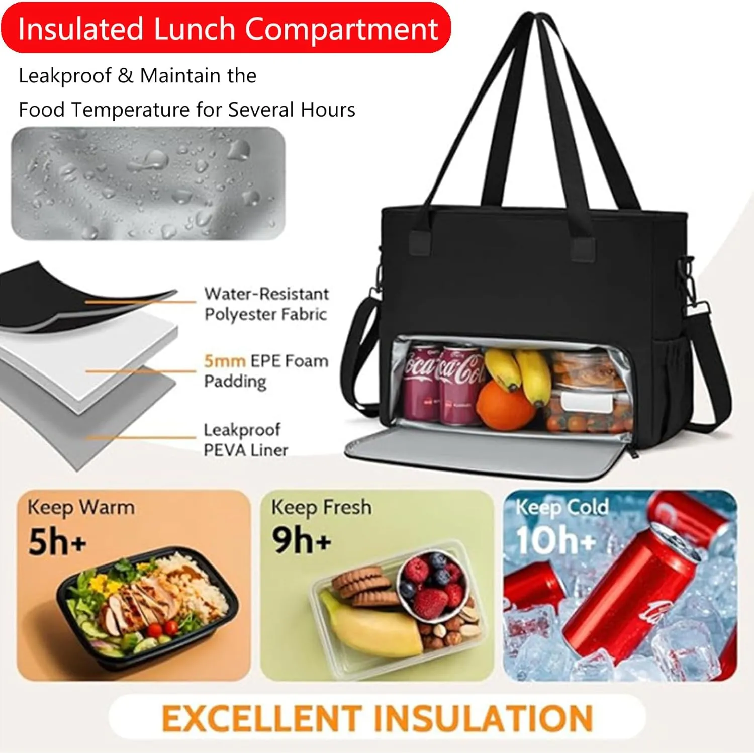 2 in 1 Tote Bag Lunch Bag Combo,Lunch Tote Bag for Women, Large Convertible Laptop Work Handbag for Women