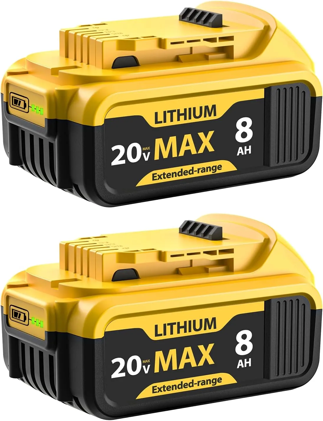 2-Packs 8000mAh Replace for Dewalt 20V Max Battery Compatible with DCB206 DCB201 DCB203 DCB207 DCB205 DCB204 Compatible with Dewalt 20V Cordless Power Tools and Chargers