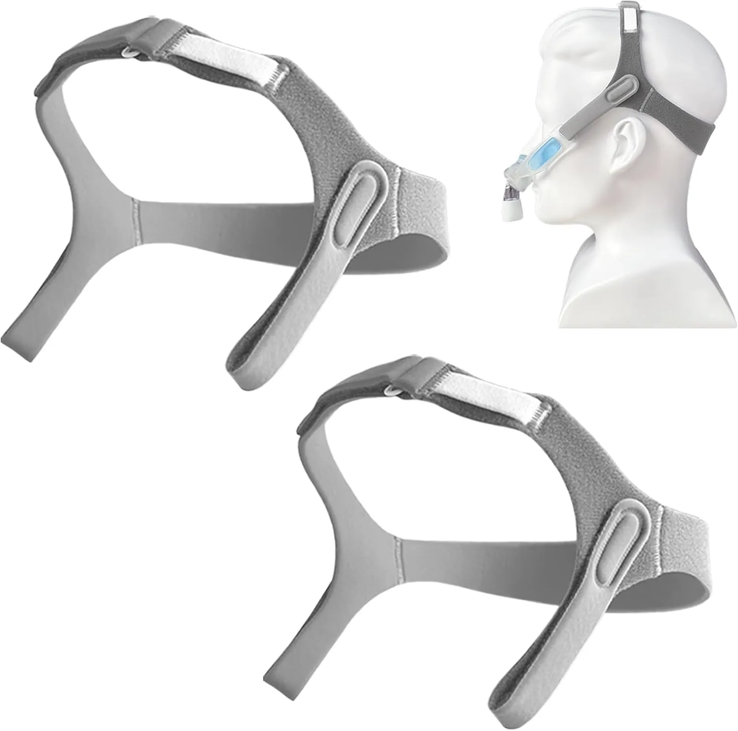 2 Packs Replacement Headgear for Nuance Pro CPAP Gel Nasal Pillow Mask Closed Edges Headgear Strap Compatibility with Nuance Pro(Without Nasal Pillow Frame)