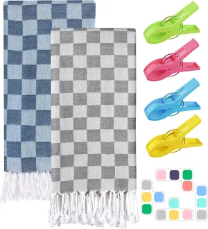 2 Packs Turkish Beach Towel Blanket Bath Pool Towels Vacation Stuff Travel Essentials Swim Gear Pool Accessories Hot Tub Gear Ship Cruise Necessities Camping Must Haves Boat Item Toallas De Playa