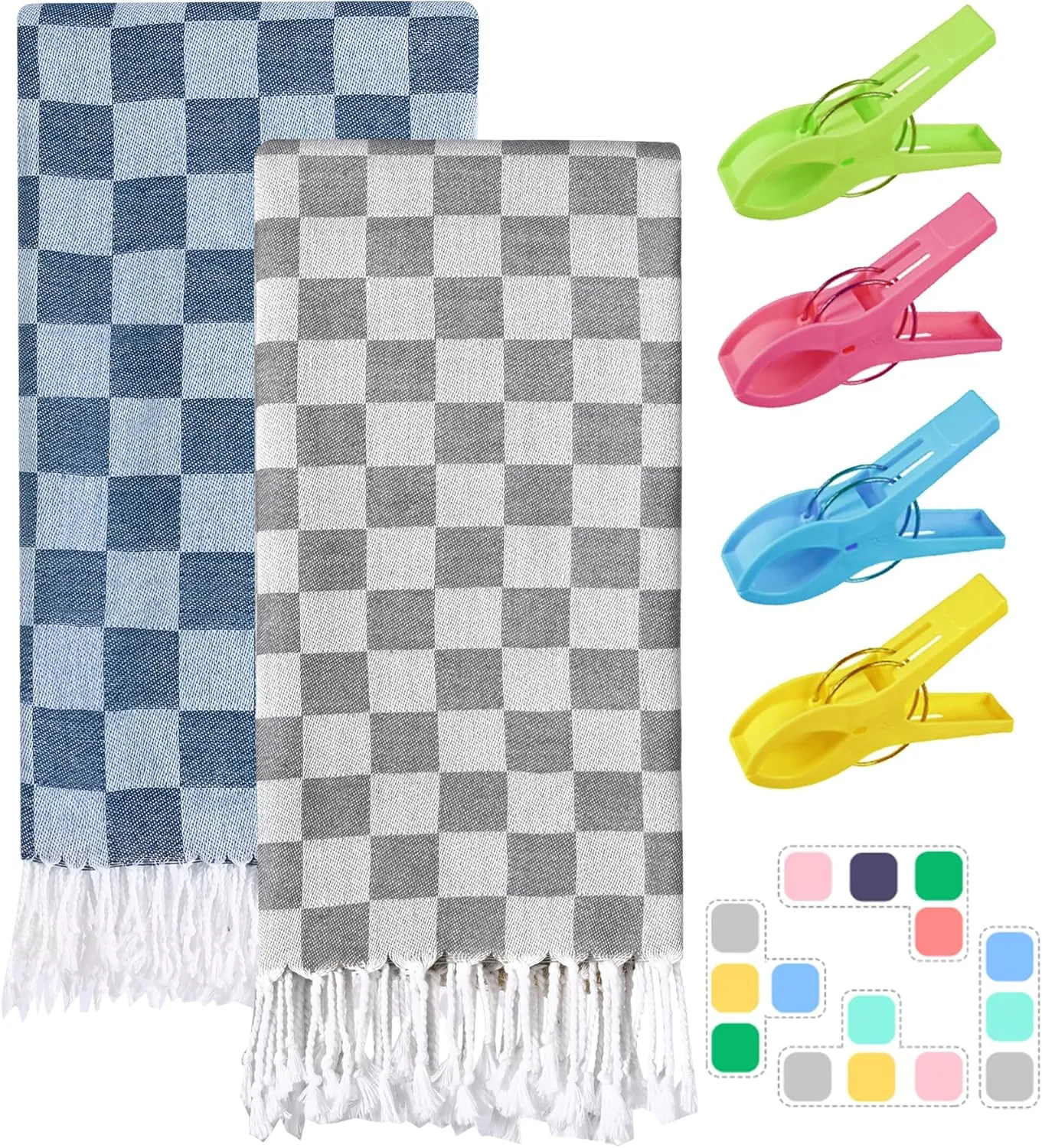 2 Packs Turkish Beach Towel Blanket Bath Pool Towels Vacation Stuff Travel Essentials Swim Gear Pool Accessories Hot Tub Gear Ship Cruise Necessities Camping Must Haves Boat Item Toallas De Playa