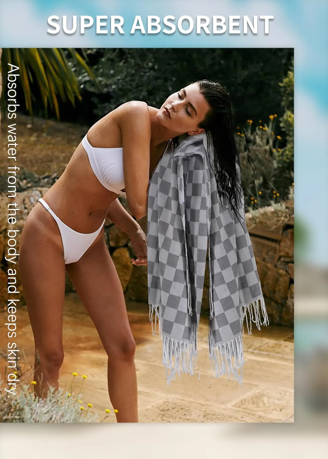 2 Packs Turkish Beach towel Blanket Bath Pool Towels Women Europe Mexico Puerto Vallarta Nassau Coaster San Lucas Venice Waikiki Trip Accessories Flight Flying Airplane International Travel Essentials
