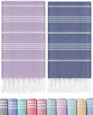 2 Packs Turkish Beach Towels Bathroom Pool Towel Adult Oversized Quick Dry Lightweight No Sand Extra Large Cloud Boho Bath Accessories Summer Vacation Must Haves Surf Equipment Essentials