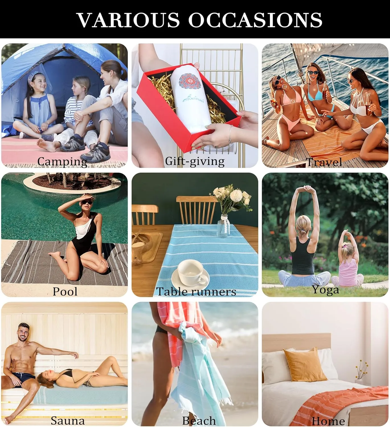 2 Packs Turkish Beach Towels Bathroom Pool Towel Adult Oversized Quick Dry Lightweight No Sand Extra Large Cloud Boho Bath Accessories Summer Vacation Must Haves Surf Equipment Essentials