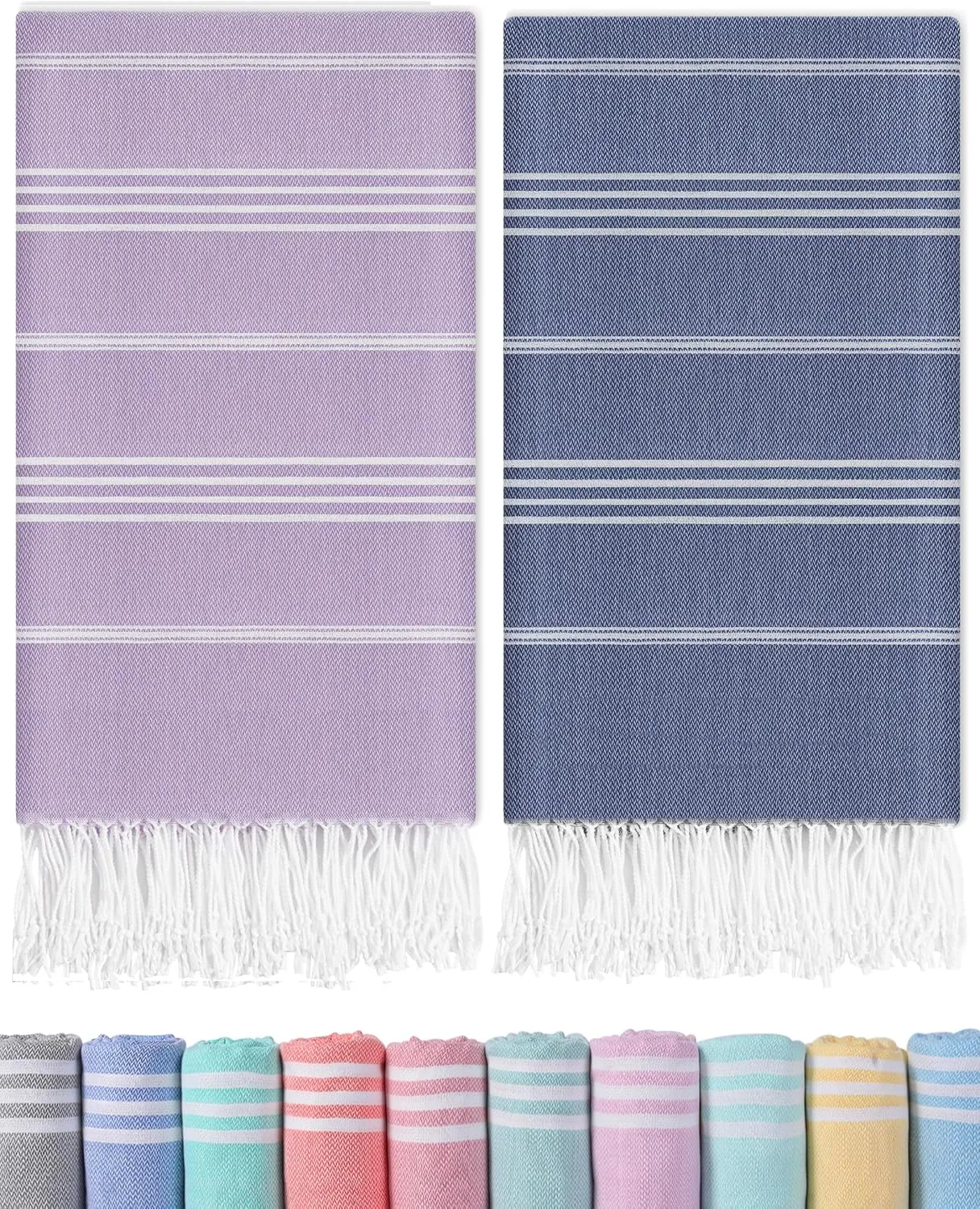 2 Packs Turkish Beach Towels Bathroom Pool Towel Adult Oversized Quick Dry Lightweight No Sand Extra Large Cloud Boho Bath Accessories Summer Vacation Must Haves Surf Equipment Essentials