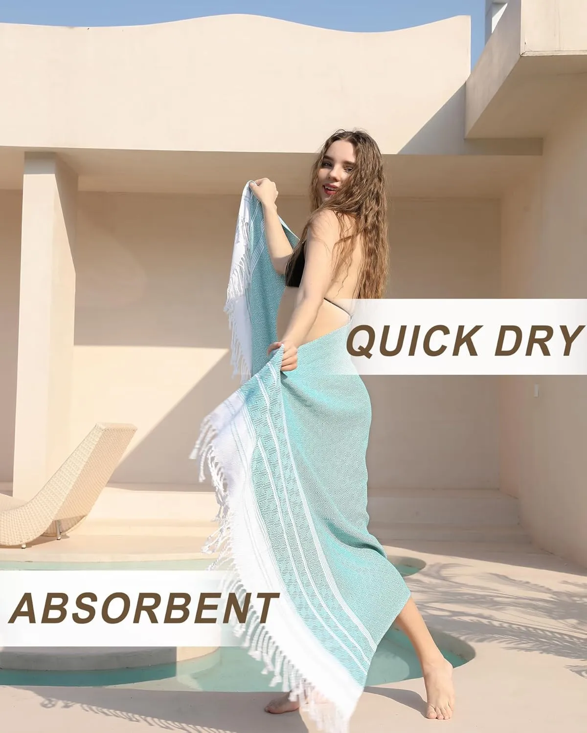 2 Packs Turkish Beach Towels Quick Dry Sand Free Soft Absorbent Extra Large Xl Blanket Adult Oversized Bath Towel Lightweight Thin Sandless Fast Drying Compact No Sand Packable Vacation Essentials