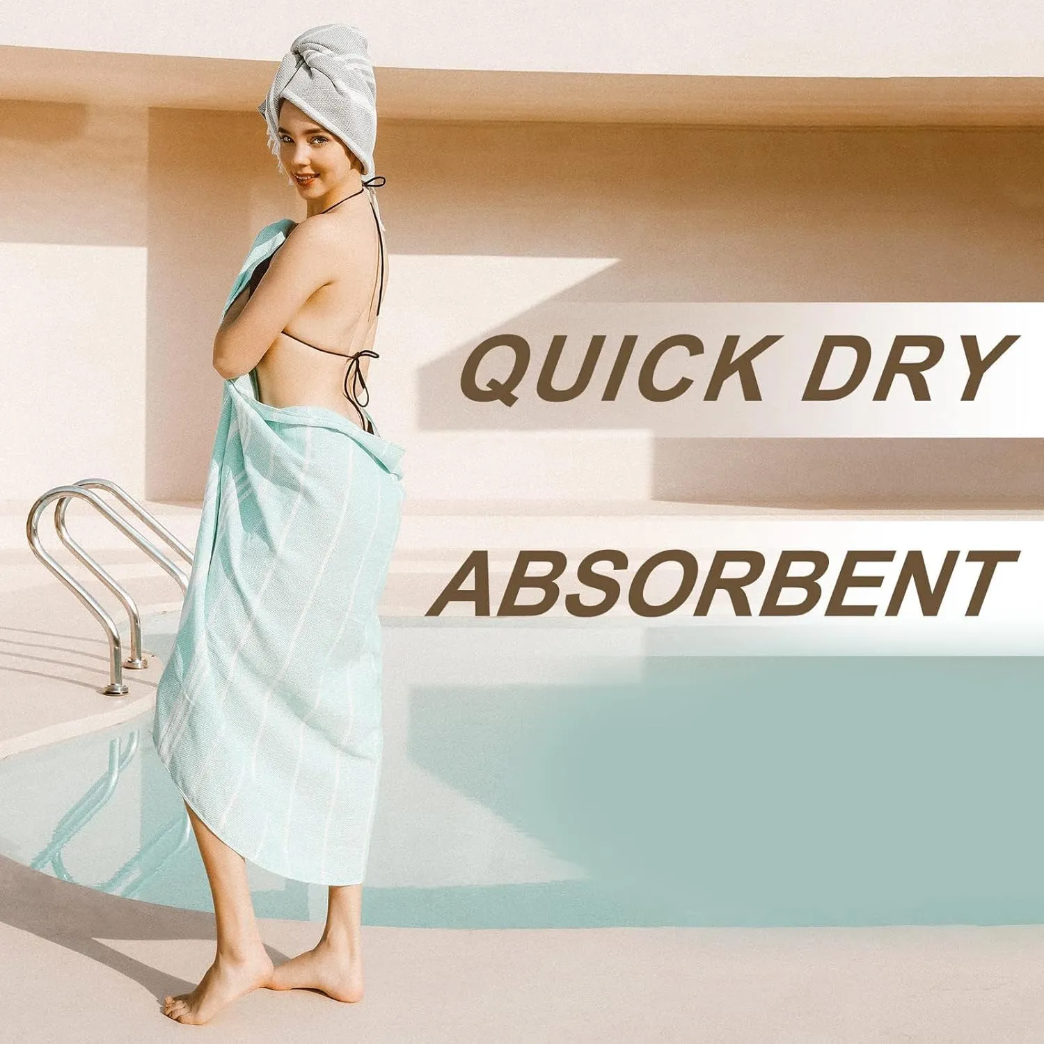 2 Packs Turkish Beach Vacation Essentials Towels Quick Dry Sand Free Soft Absorbent Adult Oversized Bath Pool Swim Towel Lightweight Thin Fast Drying Over The Lounge Chair Towel Sand Repellent Anti
