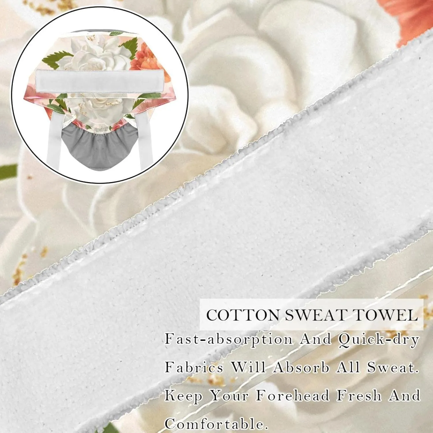 2 Packs Working Cap with Button for Women Long Hair Adjustable Elastic Bandage Tie Back Hats Bouffant Caps Floral