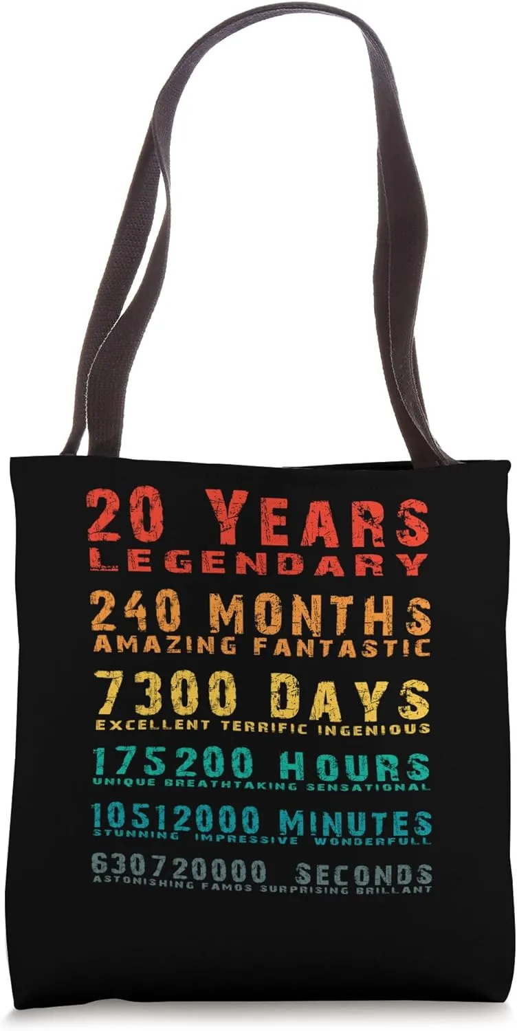 20 Years Legendary, Genial, Grandios, Birthday Tote Bag