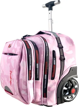22 Inch Travel Rolling Backpack with Wheels for Women, Large Wheeled Backpacks with Large Capacity, Roller Bag with Laptop Waterproof Compartment (Pinkish)