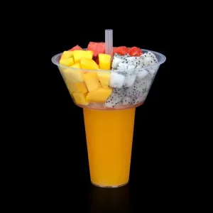 25 Sets of Drink and Snack Cup with Straws Set Disposable Plastic Stadium cup with Snack Bowl Cup with Snack Holder Sip Snack Cups for Chips, Fruits, Chicken Tenders, Mac and Cheese, 16.9 oz Capacity