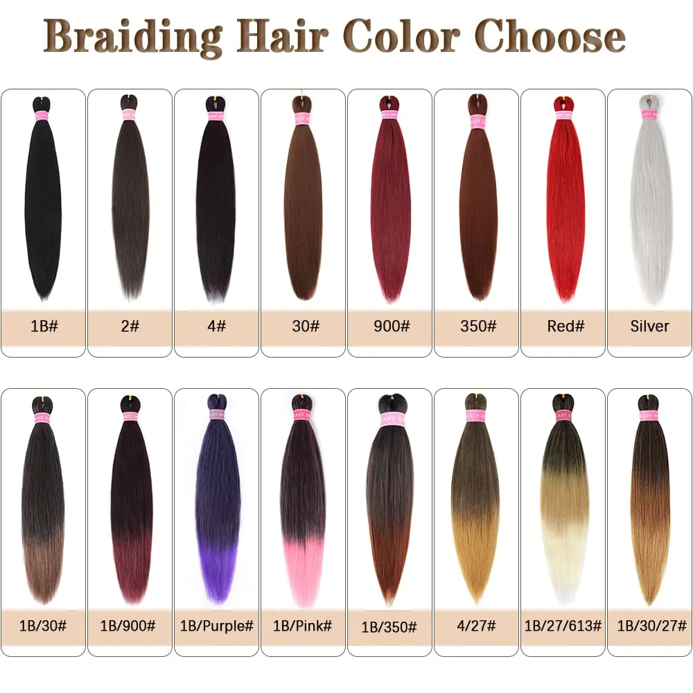 26 Inch Pre Stretched Braiding Hair 6Pcs/Packs Yaki Straight Braiding Hair Extensions for Braids(26" 6Pcs #1B/27/613)