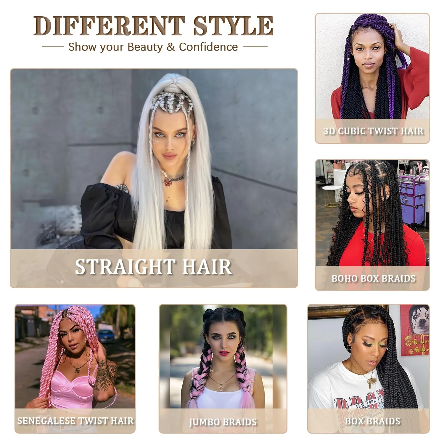 26 Inch Pre Stretched Braiding Hair 6Pcs/Packs Yaki Straight Braiding Hair Extensions for Braids(26" 6Pcs #1B/27/613)