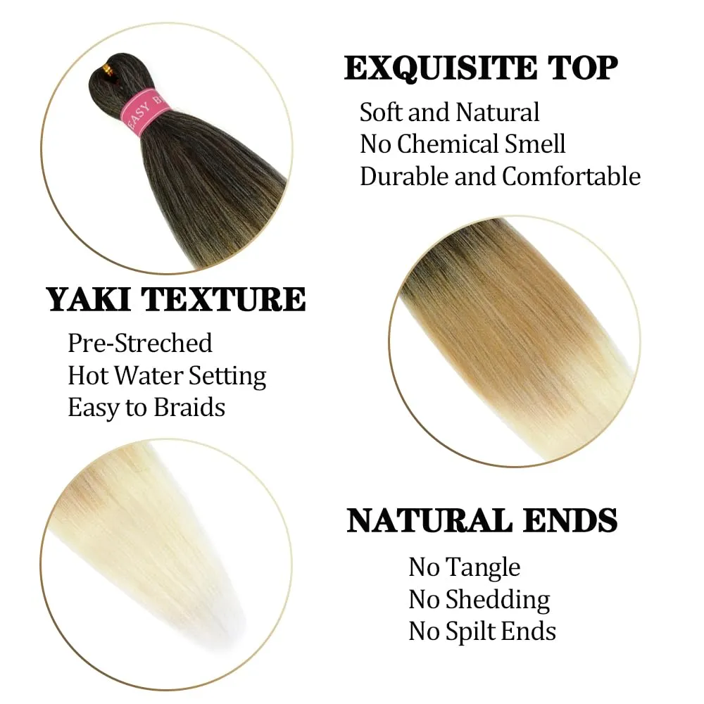 26 Inch Pre Stretched Braiding Hair 6Pcs/Packs Yaki Straight Braiding Hair Extensions for Braids(26" 6Pcs #1B/27/613)