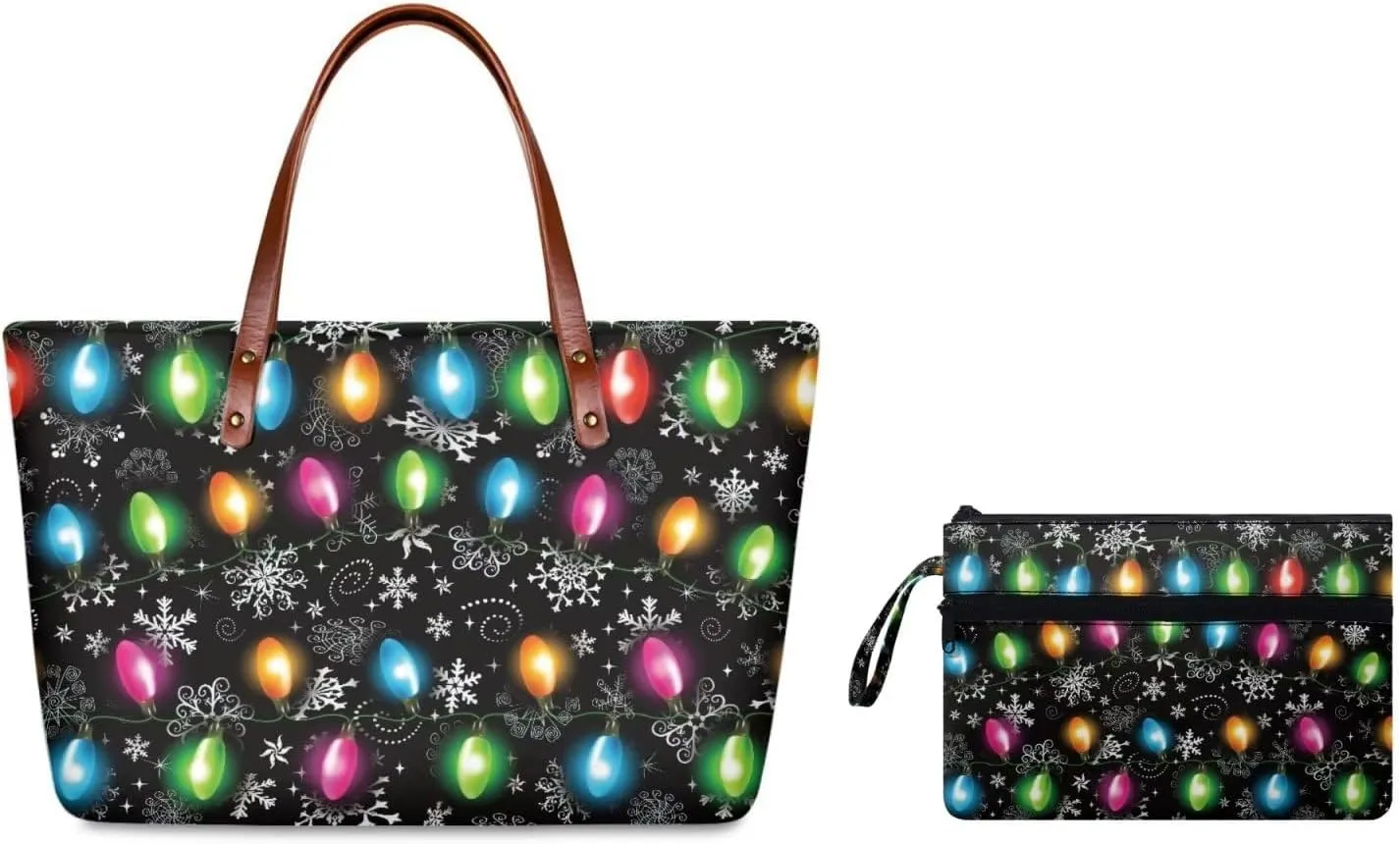 2pcs Tote Bag and Wallet Set for Women Cute Purse Portable Shoulder Handbag Wristlet Wallet with Front Pocket