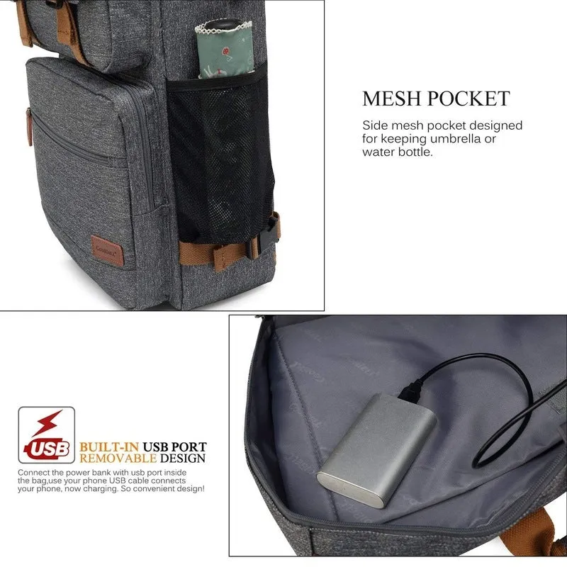 3 in 1 Convertible Laptop Backpack - Spacious, USB Charging | 17.3 inch | Grey