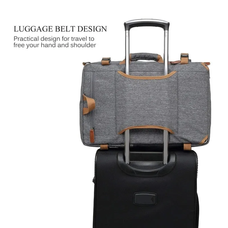 3 in 1 Convertible Laptop Backpack - Spacious, USB Charging | 17.3 inch | Grey