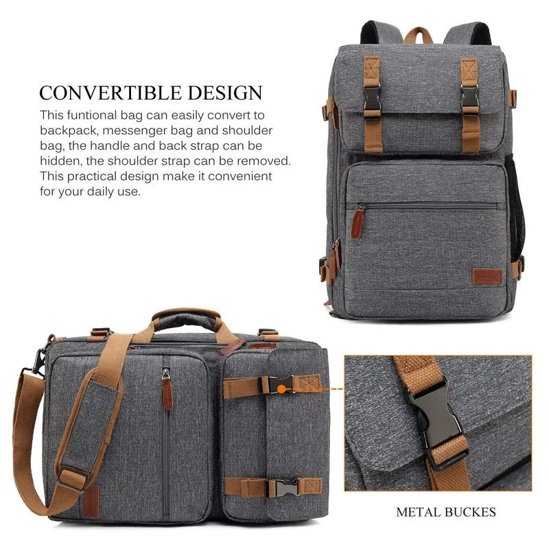 3 in 1 Convertible Laptop Backpack - Spacious, USB Charging | 17.3 inch | Grey