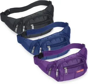 3 Pcs Fanny Packs Crossbody Waist Bags for Women Men Crossbody Waterproof Fanny Pack Belt Bag for Travel Walking Running Hiking Cycling Outdoor Easy Carry Any Phone, Wallet (Black, Purple, Navy Blue)