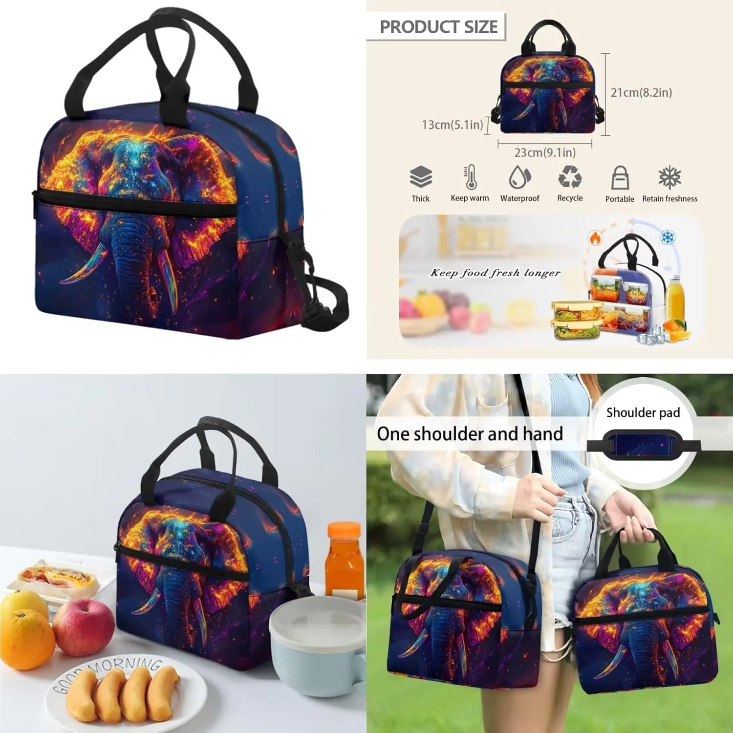 3 Piece Kids Elephant Backpack Set for Boys with Lunch Box Lightweight Ergonomic School Bookbag Spacious Cool Grade 5 Backpacks for Elementary Students Age 10-11