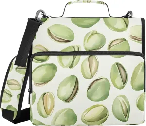 3 Ring Binder Zipper Binders Green Pistachios Trapper Keeper Expanding File Folder Bag with Shoulder Strap