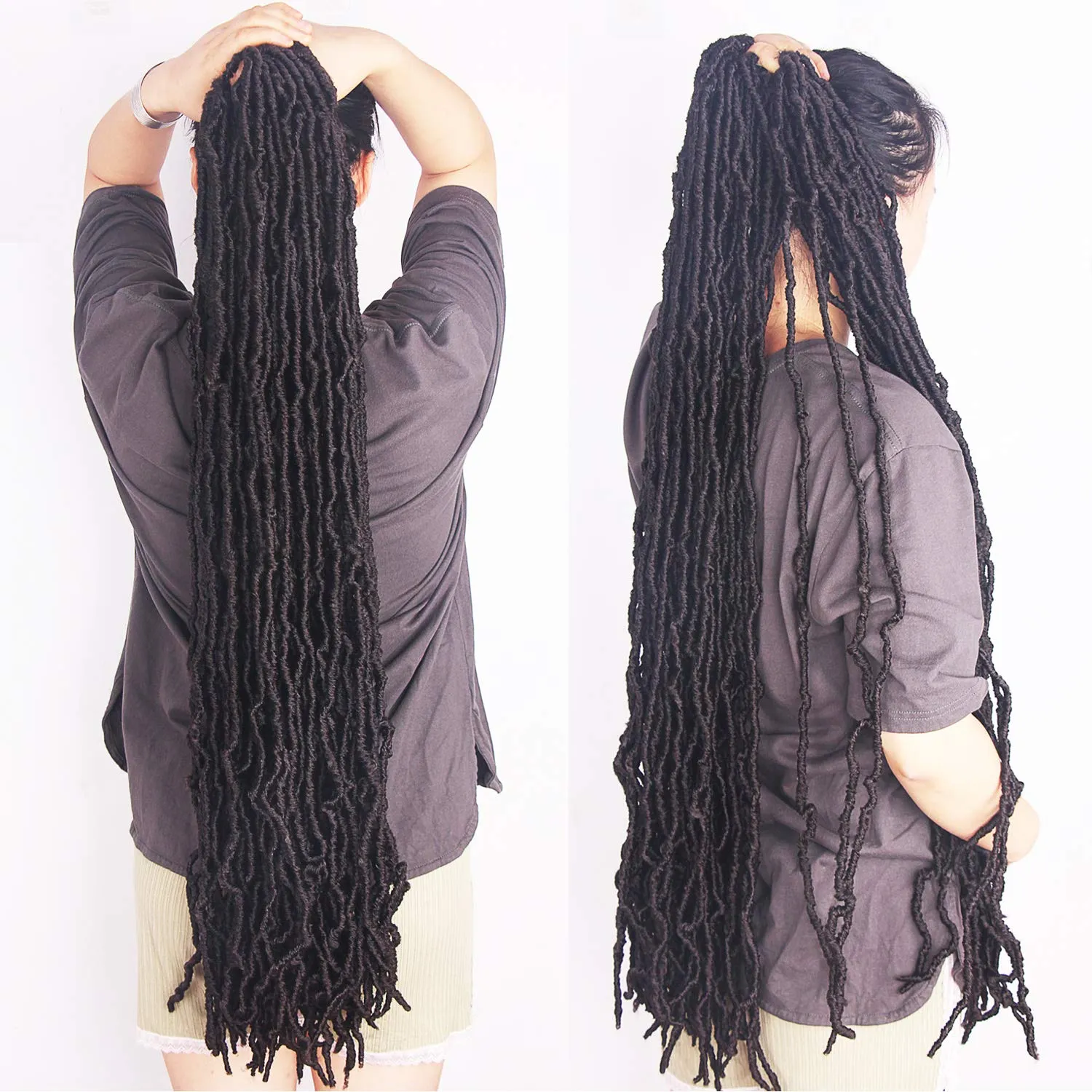 36 Inch Faux Locs Crochet Hair Soft Locs Crochet Braids Hair 6 Packs/lot 95g Goddess Locs Dreadlocs Synthetic Hair Extend Soft Locs Braiding for Women (36 Inch (6packs), 4#)