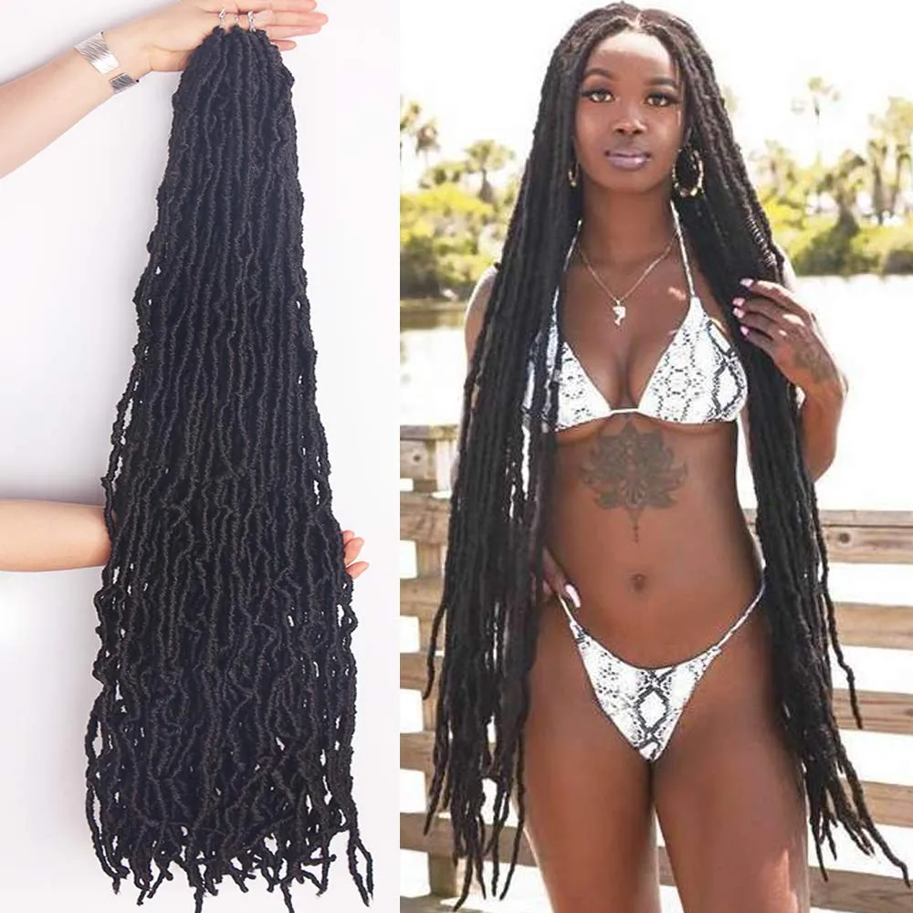 36 Inch Faux Locs Crochet Hair Soft Locs Crochet Braids Hair 6 Packs/lot 95g Goddess Locs Dreadlocs Synthetic Hair Extend Soft Locs Braiding for Women (36 Inch (6packs), 4#)