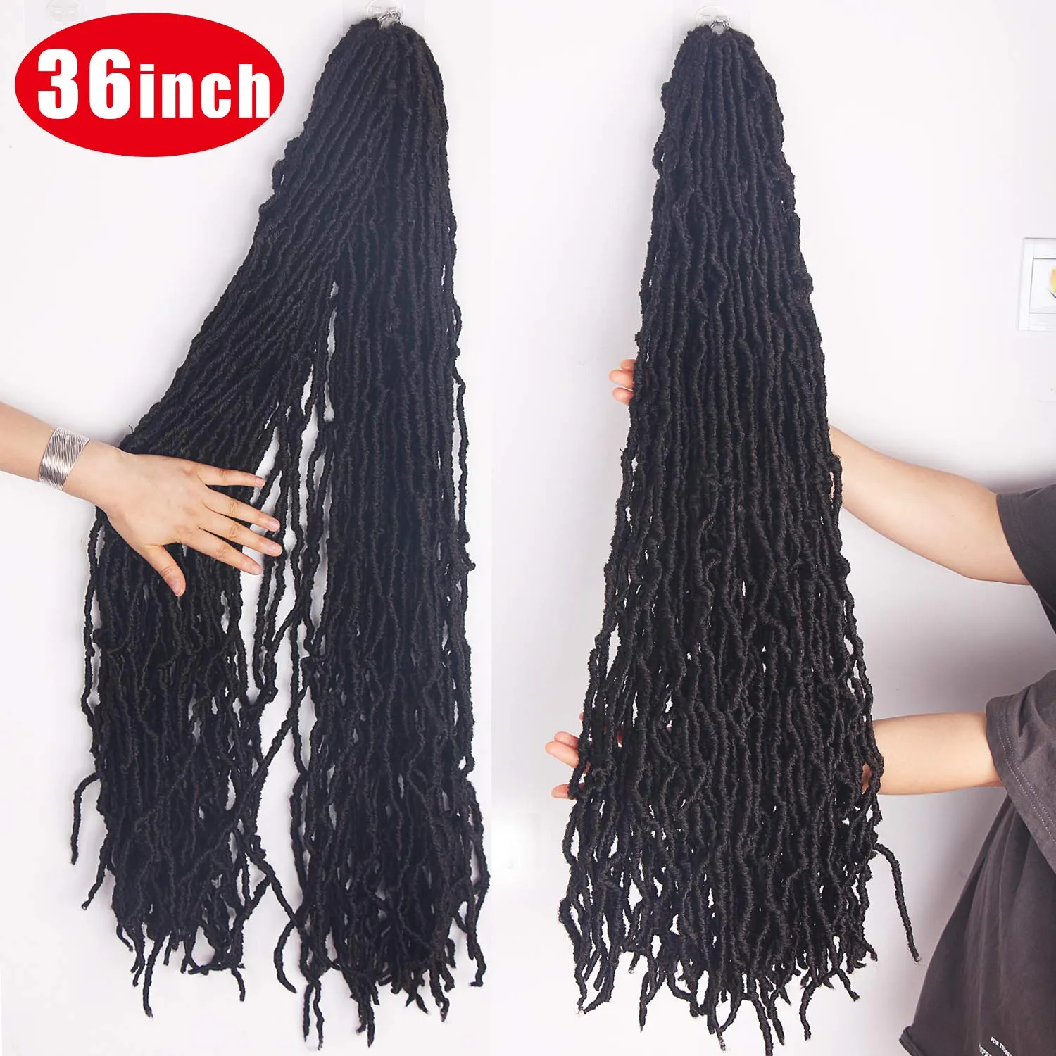 36 Inch Faux Locs Crochet Hair Soft Locs Crochet Braids Hair 6 Packs/lot 95g Goddess Locs Dreadlocs Synthetic Hair Extend Soft Locs Braiding for Women (36 Inch (6packs), 4#)