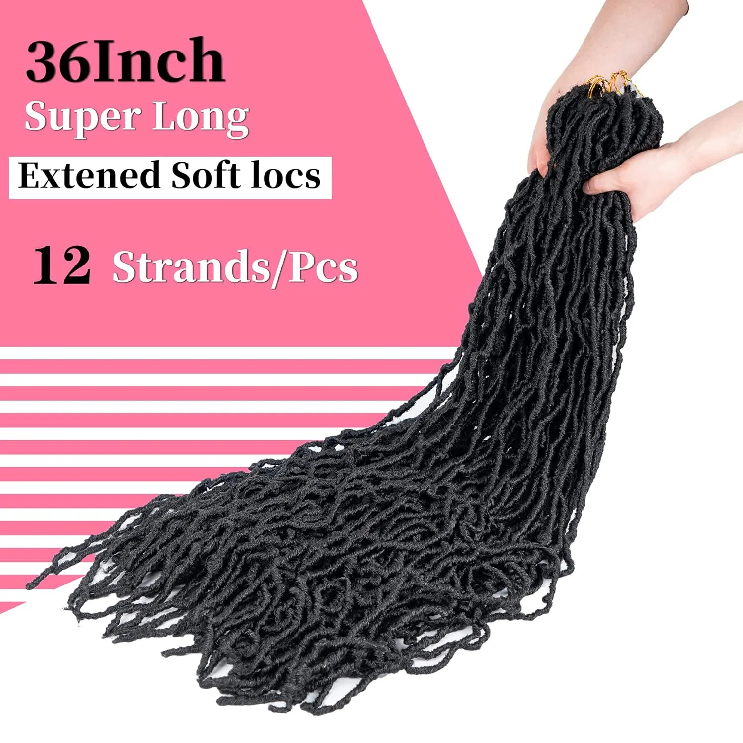 36 Inch New Soft Locs Crochet Hair Faux Locs Crochet Braids Hair 6 Packs/lot Super Long Goddess Locs Dreadlocs Synthetic Hair Extend Pre Looped Natural Soft Locs Braiding for Women (36 Inch, 1B)