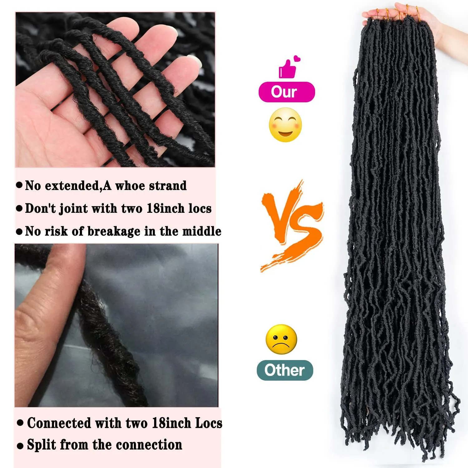36 Inch New Soft Locs Crochet Hair Faux Locs Crochet Braids Hair 6 Packs/lot Super Long Goddess Locs Dreadlocs Synthetic Hair Extend Pre Looped Natural Soft Locs Braiding for Women (36 Inch, 1B)