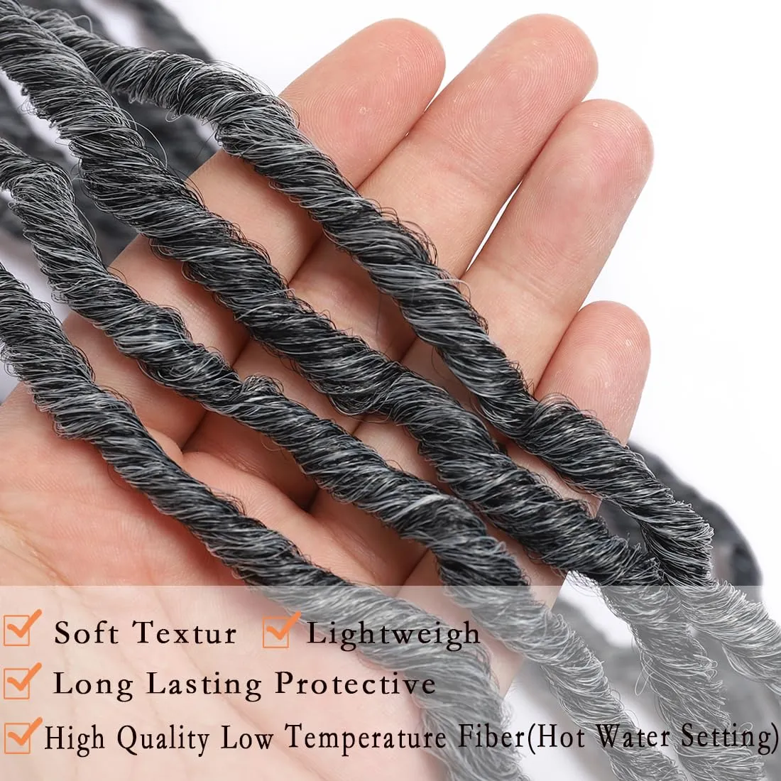 36inch Soft New Faux Locs Colorful Long Goddess Locs Crochet Hair 6packs Natural Pre Looped Natural Crochet Braid Curly Wave Braiding Hair (36 Inch (Pack of 6), TGrey)