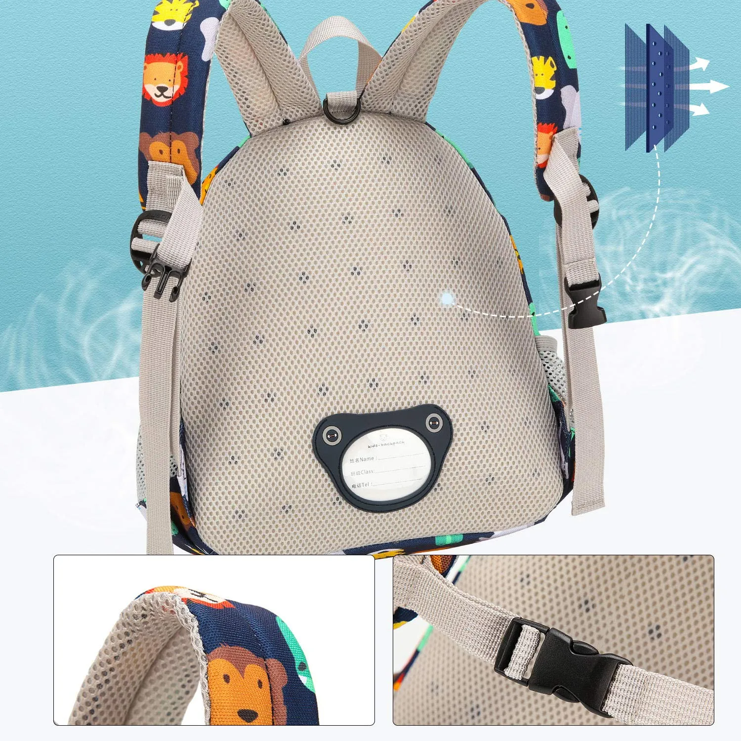 3D Dinosaur Backpack Toddler Backpacks for Boys and Girls Kids Backpack Waterproof Preschool Safety Harness Leash (Grey)