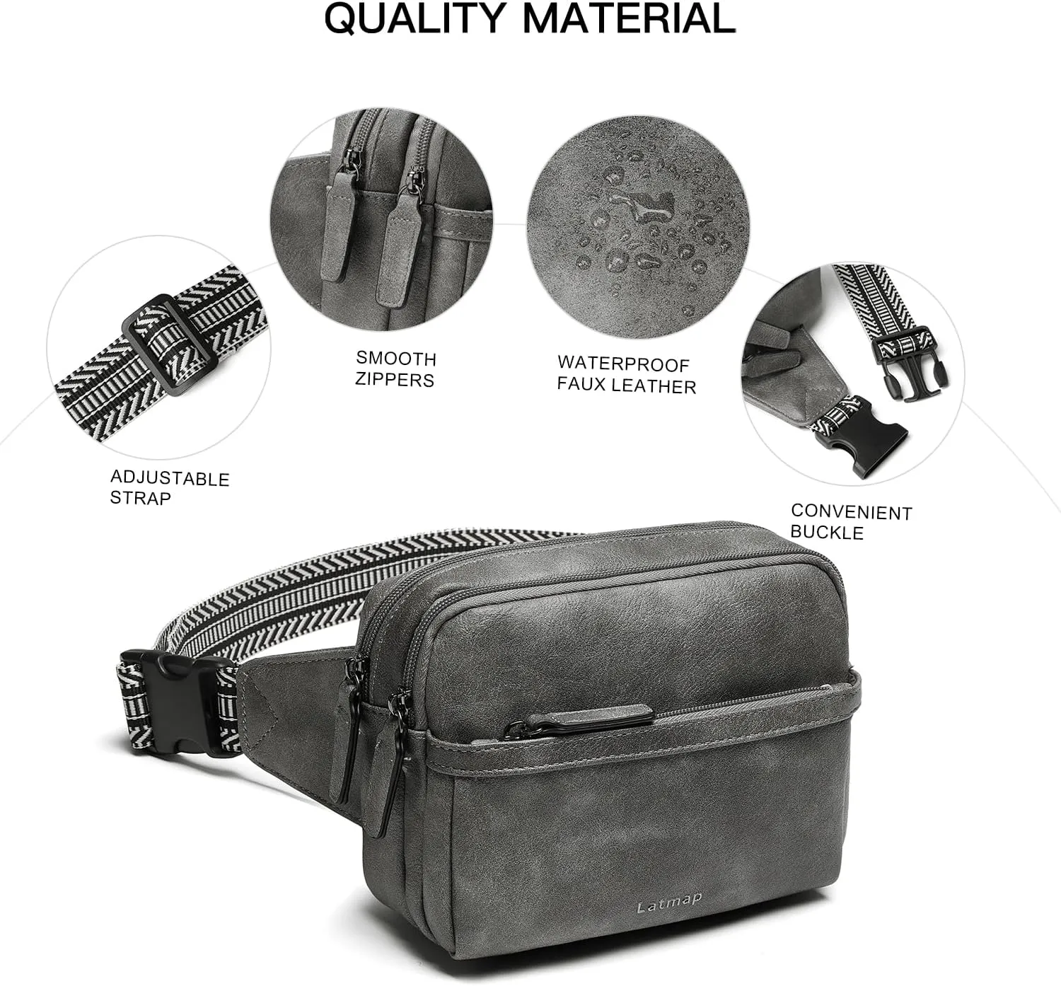 3L Fanny Packs Belt Bag for Women Small Everywhere Crossbody Bag Waist Bag Faux Leather Sling Chest Bag Purse