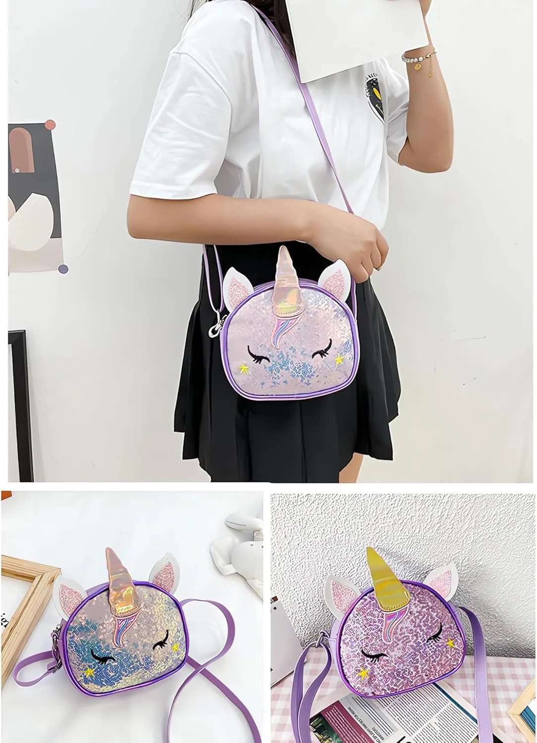 3Pcs Girl Backpack Set, Cute Kids Rainbow School Bag Backpack,School Bookbag For Girl With Shoulder Bag And Pencilcase